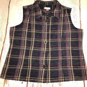 C&B Navy and Purple Plaid Vest, size XL
